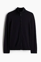 Slim Fit Merino Wool Cardigan with Zipper