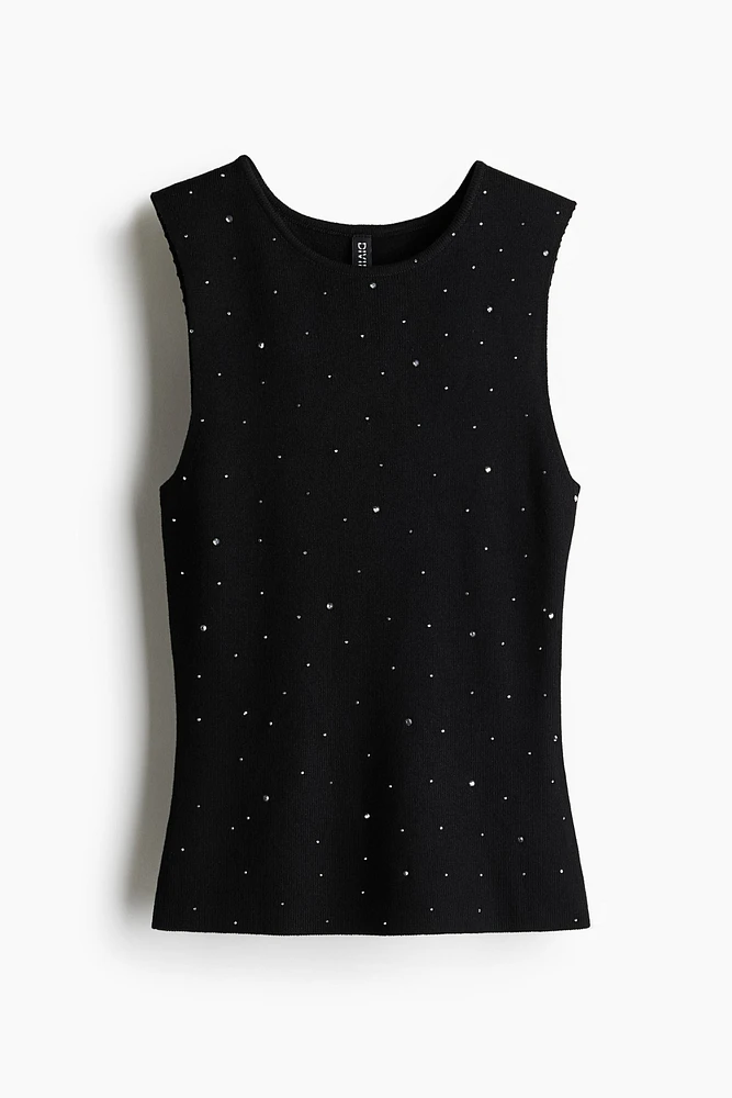 Rhinestone-Embellished Sleeveless Top