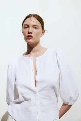 Linen-blend Blouse