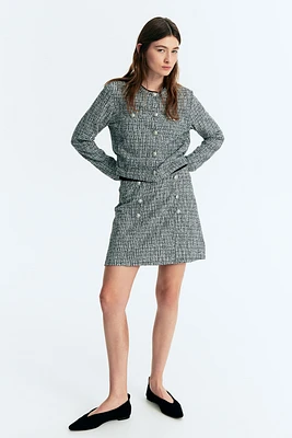 Textured Button-front Skirt