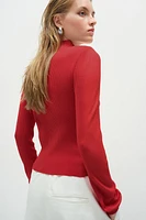 Rib-Knit Shoulder-Pad Top