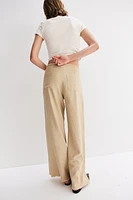 Frayed-edge Linen-blend Pants