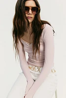Lace-Trimmed Ribbed Top