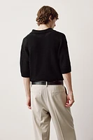 Loose Fit Hole-Knit Polo Shirt