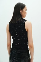 Rhinestone-Embellished Sleeveless Top