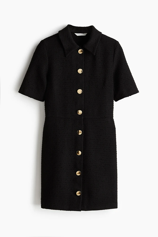 Button-Front Bouclé Dress