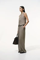 Wide-Leg Linen-Blend Pants