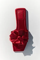 Appliquéd Satin Sandals