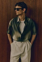Chemise classique à col cubain en modal mélangé