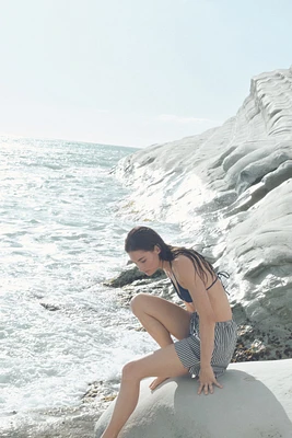 Linen-Blend Drawstring Shorts