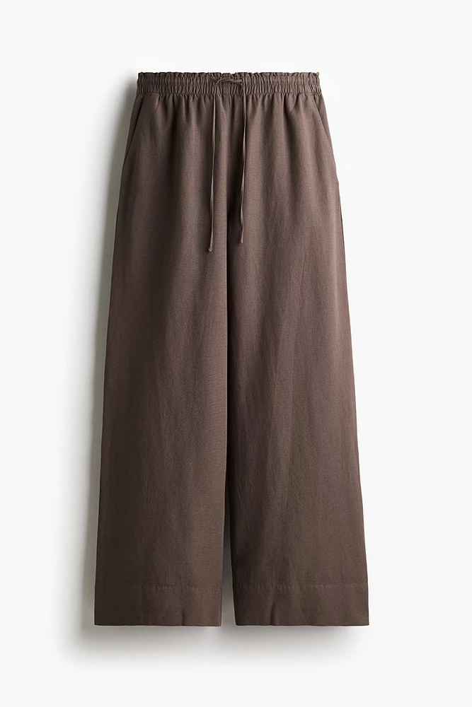 Wide-Leg Linen-Blend Pants