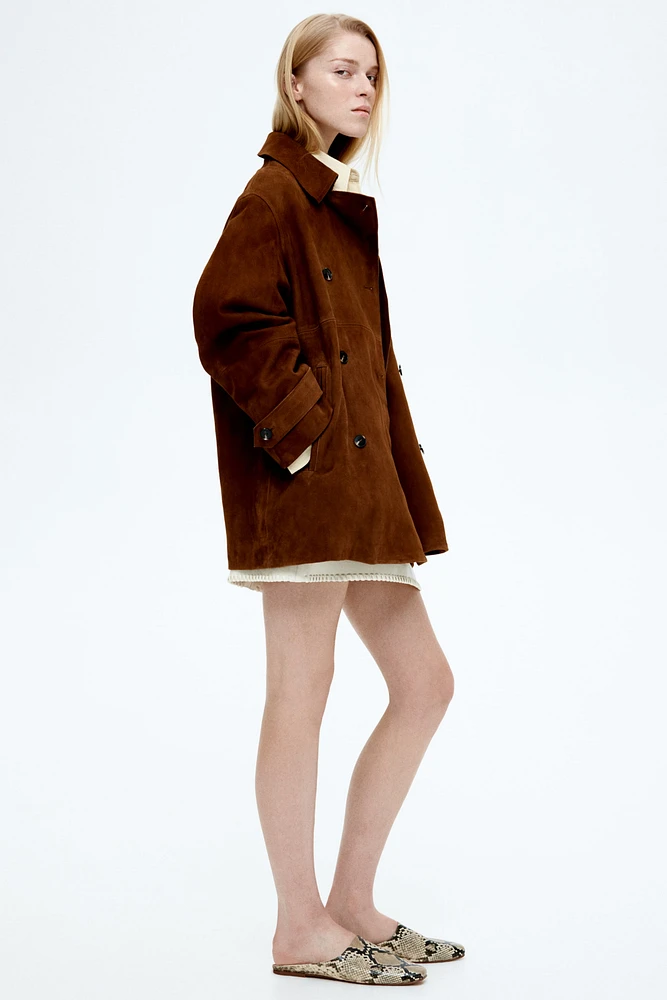 Veste à fermeture croisée en cuir velours