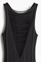 Fringe-detail Rib-knit Bodycon Dress