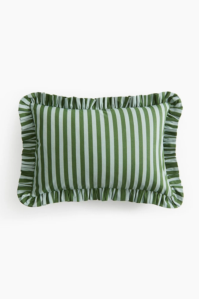 Housse de coussin volantée en coton