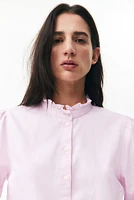 Ruffle-trimmed Oxford Blouse