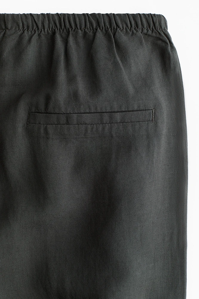 Straight linen-blend trousers
