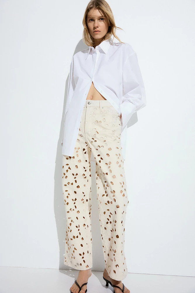 Eyelet-Embroidered Jeans