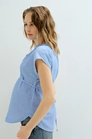 MAMA Tie-belt muslin blouse