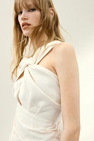 Asymmetric Linen Mini Dress