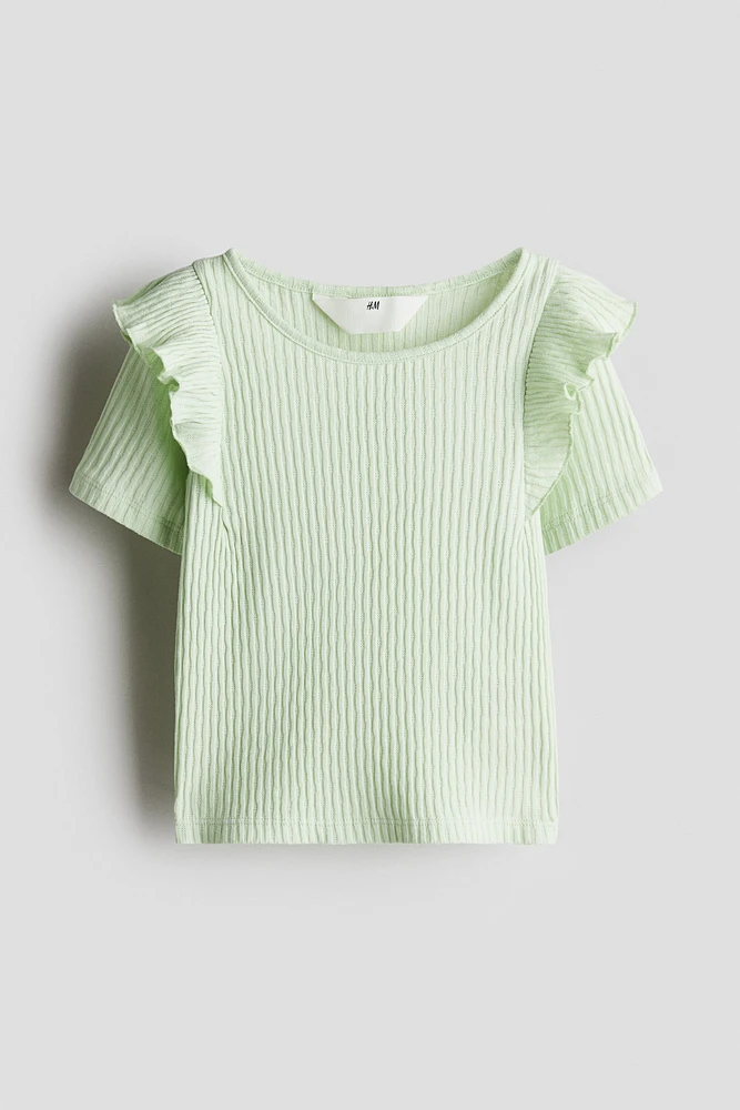 Flounce-Trimmed Cotton Top