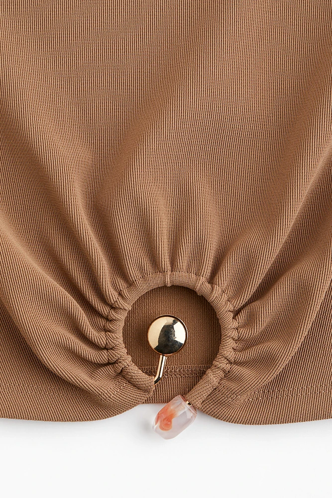 Bead-Detail Ribbed T-Shirt