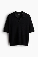 Loose Fit Hole-Knit Polo Shirt