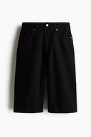 High-Waist Knee-Length Denim Shorts