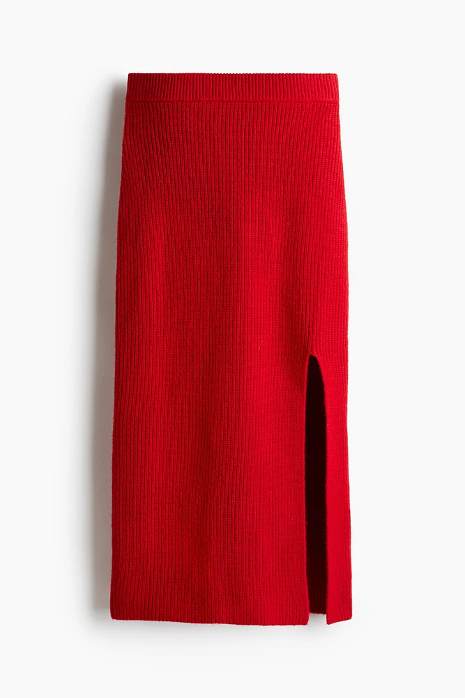 Jupe crayon en tricot côtelé