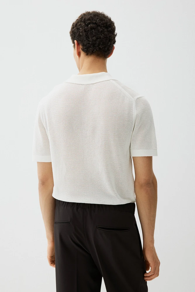 Regular-Fit Hole-Knit Polo Shirt