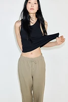 Linen-Blend Drawstring Pants