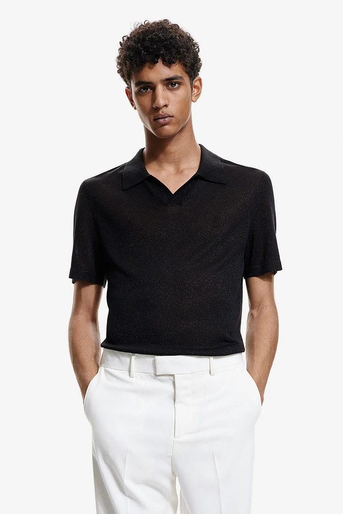 Slim Fit Glittery Polo Shirt