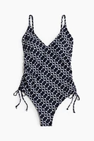 Padded-Cup Drawstring-Detail Swimsuit