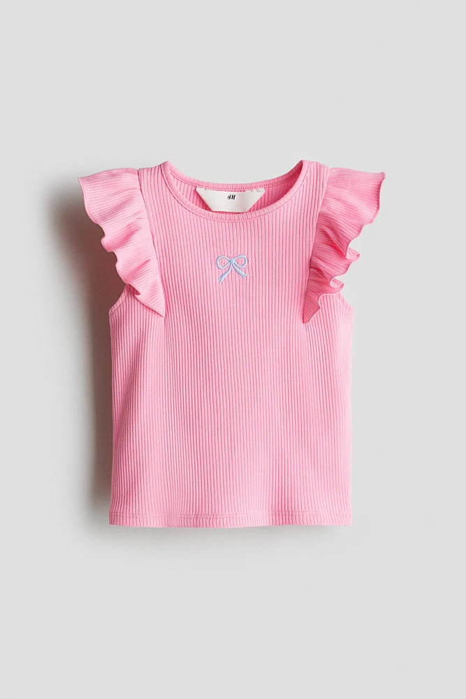 Embroidered-Motif Tank Top