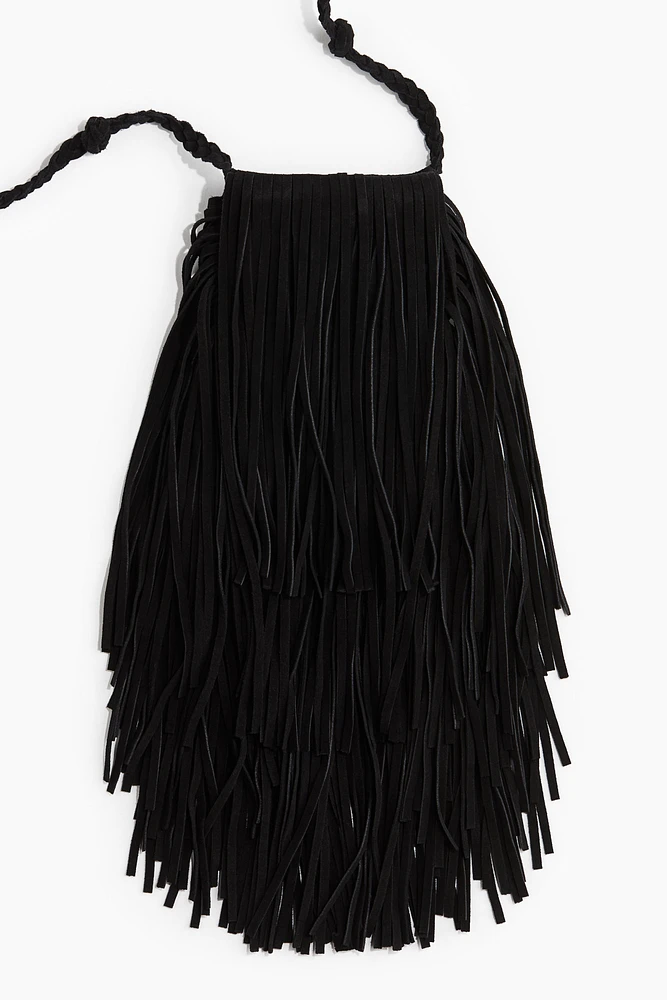 Fringed Suede Phone Bag