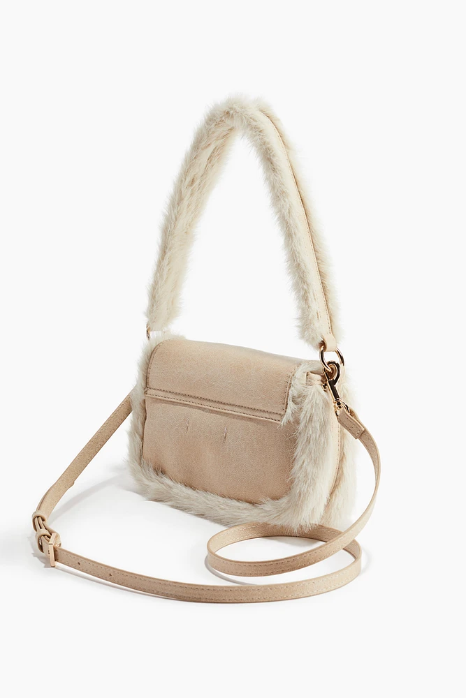 Fluffy-Trim Crossbody Bag