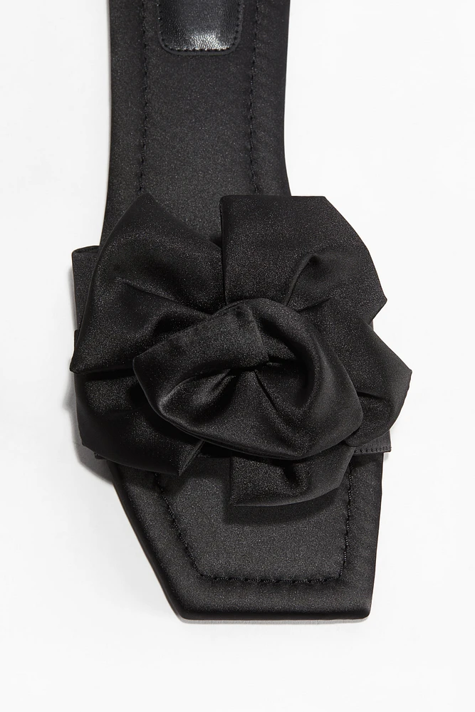 Appliquéd Satin Sandals