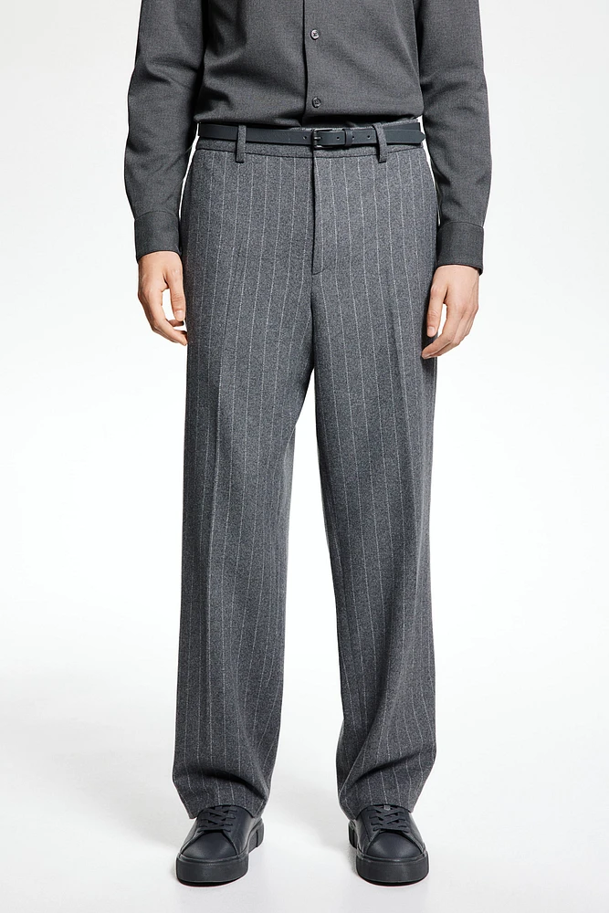 Relaxed Fit Wool-Blend Suit Pants