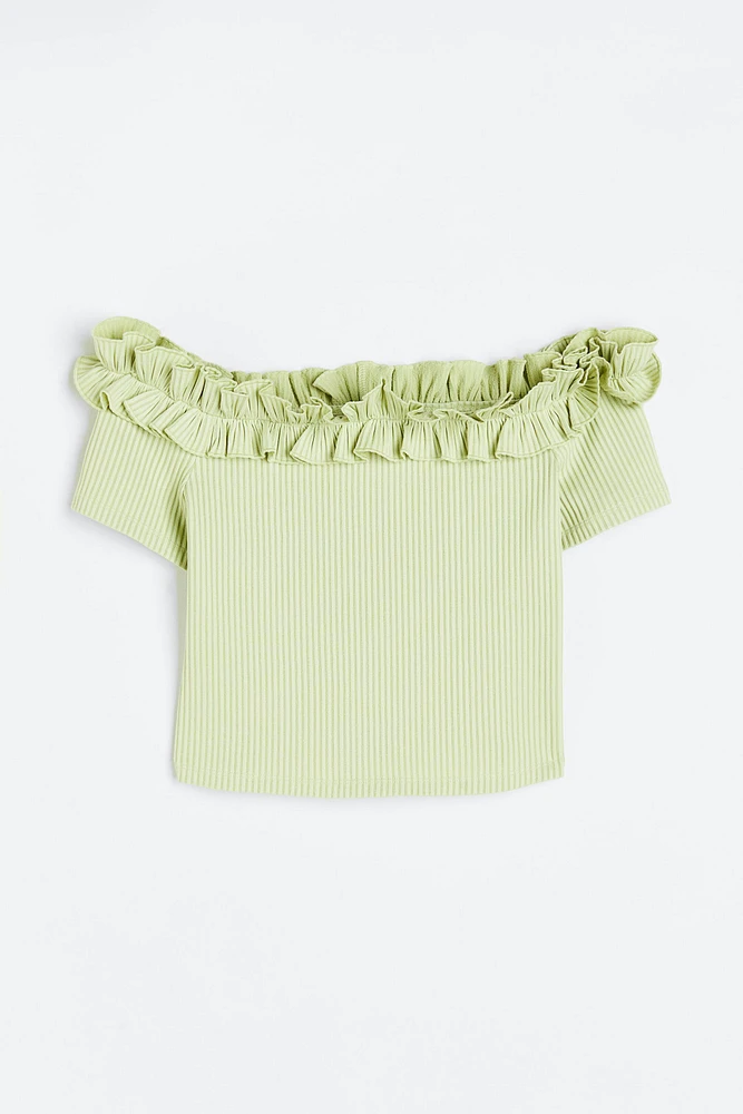 Ruffle-trimmed Off-the-shoulder Top