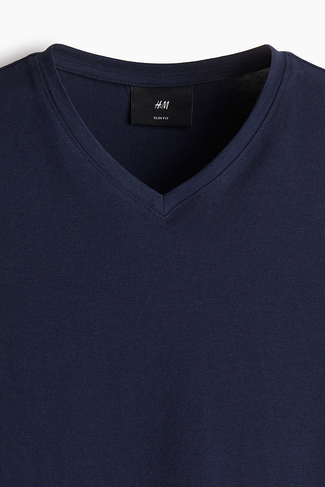 Lot de 5 T-shirts près du corps à encolure en V