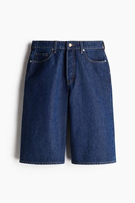 High-Waist Knee-Length Denim Shorts