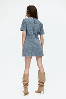 Lacing-Detail Denim Dress