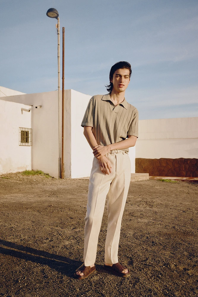 Regular Fit Linen-Blend Polo Shirt