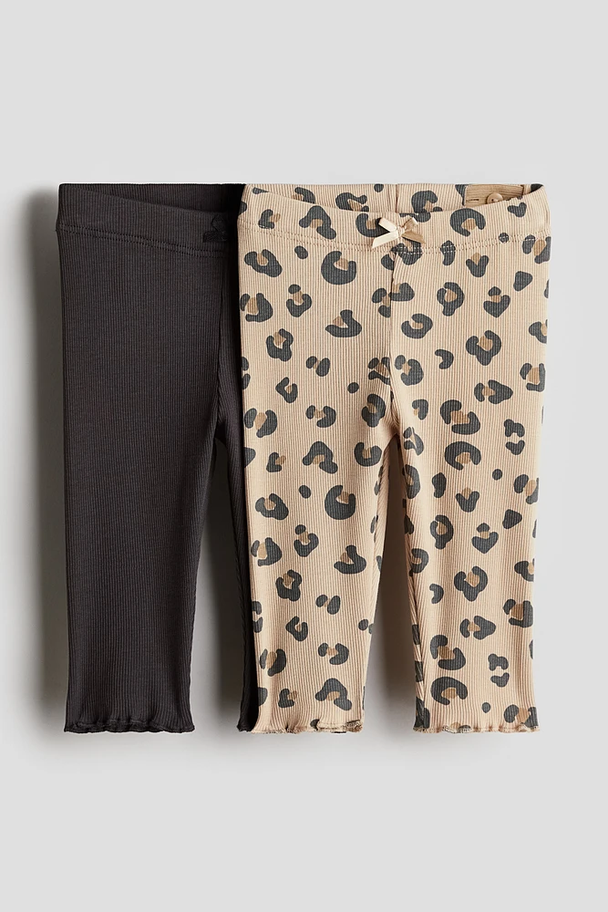 Lot de 2 leggings en coton côtelé