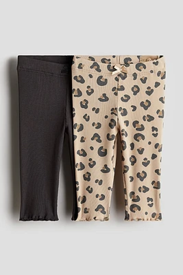 Lot de 2 leggings en coton côtelé