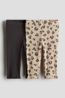 Lot de 2 leggings en coton côtelé