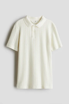 Pointelle-Knit Polo Shirt