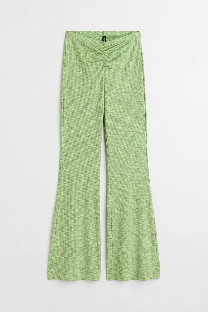 Ribbed Gathered-detail Leggings