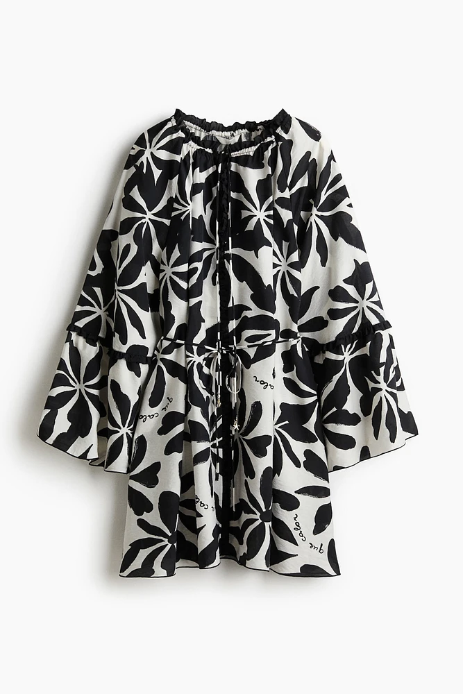 Trumpet-Sleeved Tunic Dress