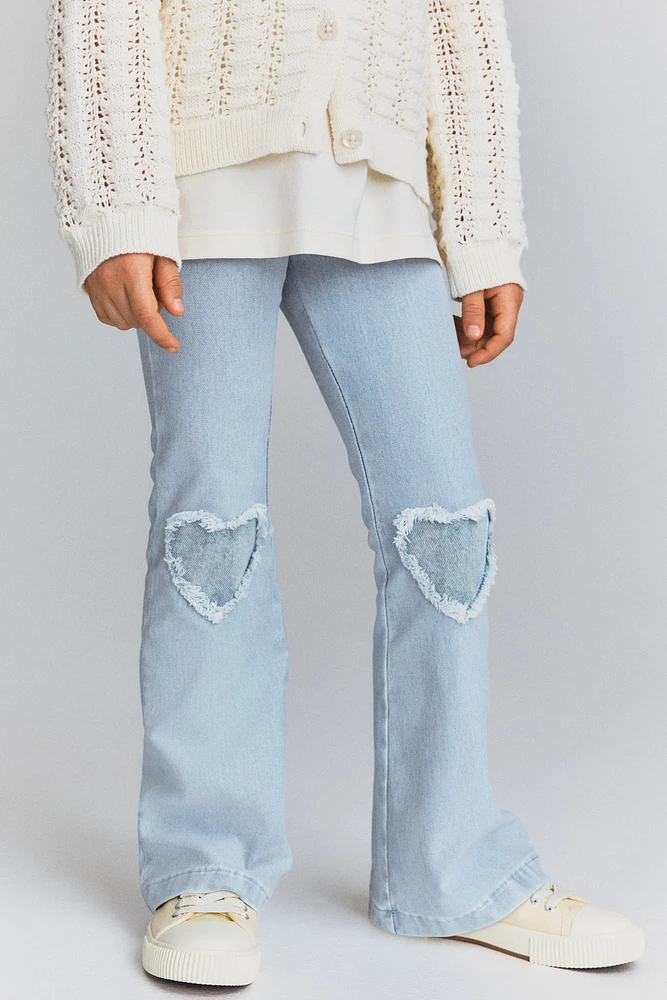 Pantalon taille élastique évasé en denim