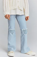 Pantalon taille élastique évasé en denim